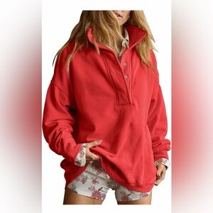 🆕Oversized Casual Long Sleeve Button Henley Neck Pullover